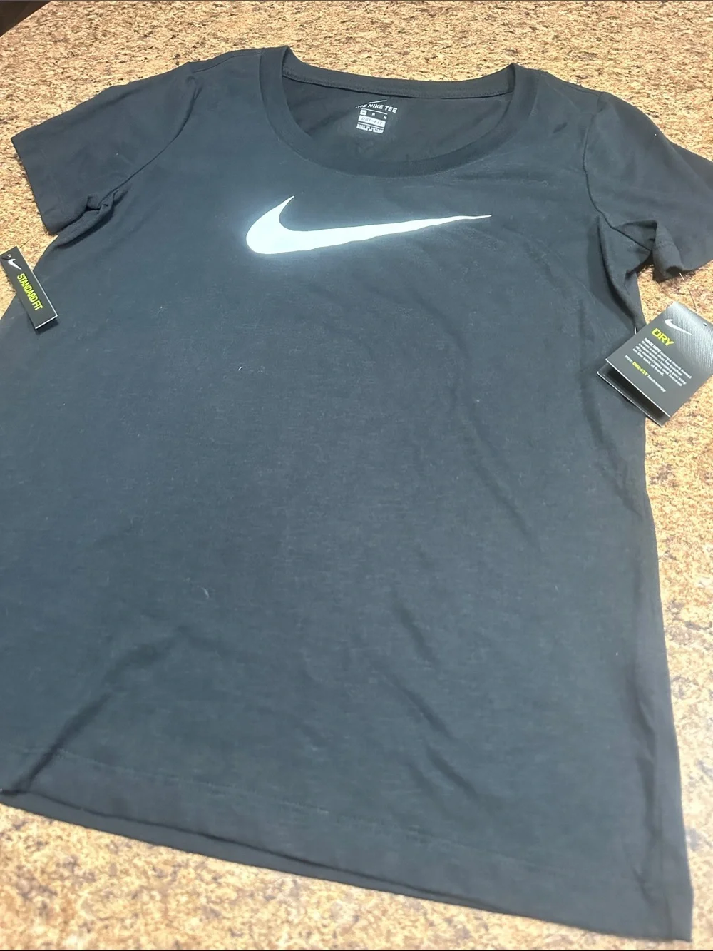 NWT Nike Black Short Sleeve Tee with White Swoosh Medium